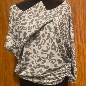 Cheetah Leopard Animal Print Boatneck Batwing Soft Shirt XL